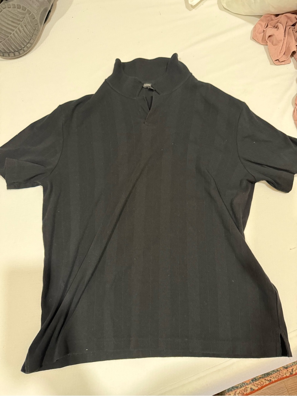 Banana Republic Black Short Sleeve Mock Neck Polo